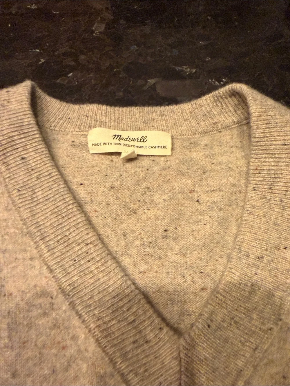 Madewell Women's V-Neck Sweater in Heathered Beige